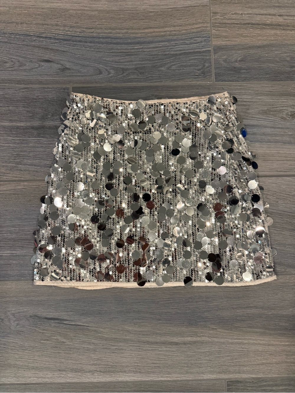 12th Tribe Silver Sequin Mini Skirt